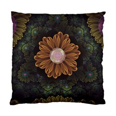 Abloom In Autumn Leaves With Faded Fractal Flowers Standard Cushion Case (one Side) by jayaprime
