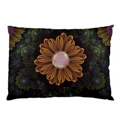 Abloom In Autumn Leaves With Faded Fractal Flowers Pillow Case by jayaprime