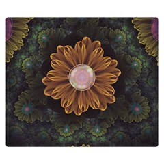 Abloom In Autumn Leaves With Faded Fractal Flowers Double Sided Flano Blanket (small)  by jayaprime