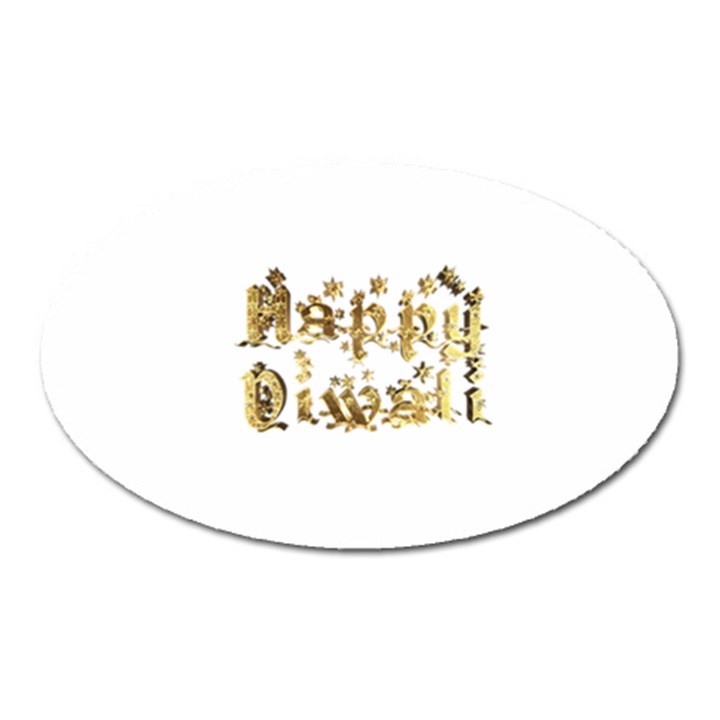 Happy Diwali Gold Golden Stars Star Festival Of Lights Deepavali Typography Oval Magnet