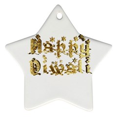 Happy Diwali Gold Golden Stars Star Festival Of Lights Deepavali Typography Star Ornament (two Sides)