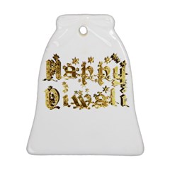 Happy Diwali Gold Golden Stars Star Festival Of Lights Deepavali Typography Bell Ornament (two Sides) by yoursparklingshop