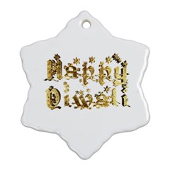 Happy Diwali Gold Golden Stars Star Festival Of Lights Deepavali Typography Ornament (snowflake) by yoursparklingshop