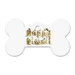 Happy Diwali Gold Golden Stars Star Festival Of Lights Deepavali Typography Dog Tag Bone (one Side) by yoursparklingshop