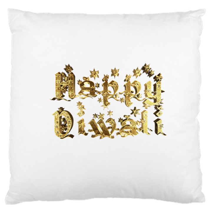 Happy Diwali Gold Golden Stars Star Festival Of Lights Deepavali Typography Large Cushion Case (One Side)