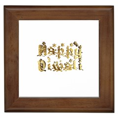 Happy Diwali Gold Golden Stars Star Festival Of Lights Deepavali Typography Framed Tiles by yoursparklingshop