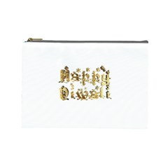 Happy Diwali Gold Golden Stars Star Festival Of Lights Deepavali Typography Cosmetic Bag (large)  by yoursparklingshop