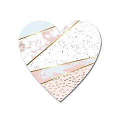 Collage,white Marble,gold,silver,black,white,hand Drawn, Modern,trendy,contemporary,pattern Heart Magnet by NouveauDesign