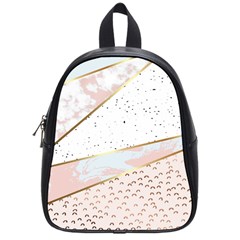 Collage,white Marble,gold,silver,black,white,hand Drawn, Modern,trendy,contemporary,pattern School Bag (small)