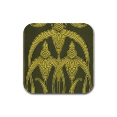 Art Nouveau Green Rubber Square Coaster (4 Pack)  by NouveauDesign