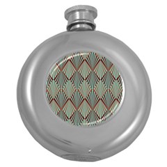 Art deco teal brown Round Hip Flask (5 oz)