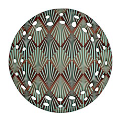 Art deco teal brown Round Filigree Ornament (Two Sides)