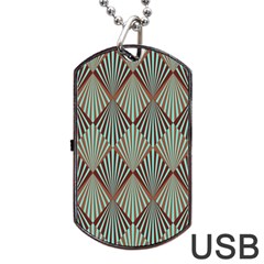 Art deco teal brown Dog Tag USB Flash (Two Sides)