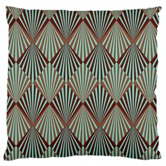 Art deco teal brown Large Cushion Case (One Side)