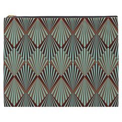 Art deco teal brown Cosmetic Bag (XXXL) 