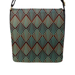 Art deco teal brown Flap Messenger Bag (L) 