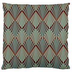 Art deco teal brown Large Flano Cushion Case (One Side)