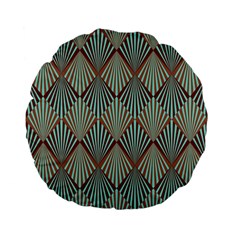 Art deco teal brown Standard 15  Premium Flano Round Cushions