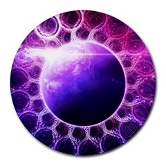 Beautiful Violet Nasa Deep Dream Fractal Mandala Round Mousepads by jayaprime