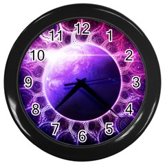 Beautiful Violet Nasa Deep Dream Fractal Mandala Wall Clocks (black) by jayaprime