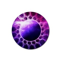 Beautiful Violet Nasa Deep Dream Fractal Mandala Rubber Coaster (round)  by jayaprime