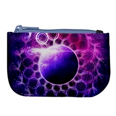 Beautiful Violet Nasa Deep Dream Fractal Mandala Large Coin Purse by jayaprime