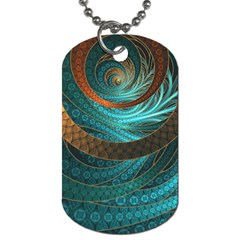 Beautiful Leather & Blue Turquoise Fractal Jewelry Dog Tag (one Side) by jayaprime