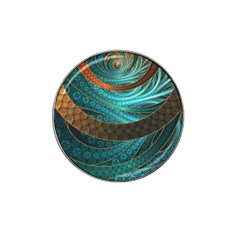 Beautiful Leather & Blue Turquoise Fractal Jewelry Hat Clip Ball Marker (10 Pack) by jayaprime