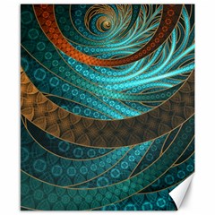 Beautiful Leather & Blue Turquoise Fractal Jewelry Canvas 8  X 10  by jayaprime