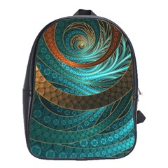 Beautiful Leather & Blue Turquoise Fractal Jewelry School Bag (large) by jayaprime