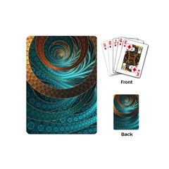 Beautiful Leather & Blue Turquoise Fractal Jewelry Playing Cards (mini)  by jayaprime