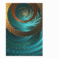 Beautiful Leather & Blue Turquoise Fractal Jewelry Small Garden Flag (two Sides) by jayaprime