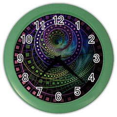 Oz The Great With Technicolor Fractal Rainbow Color Wall Clocks by jayaprime