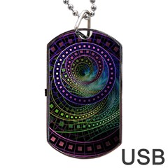 Oz The Great With Technicolor Fractal Rainbow Dog Tag Usb Flash (one Side) by jayaprime
