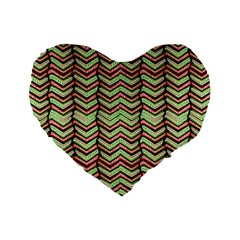 Zig Zag Multicolored Ethnic Pattern Standard 16  Premium Flano Heart Shape Cushions by dflcprintsclothing
