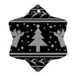 Ugly Christmas Sweater Snowflake Ornament (Two Sides) Back