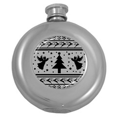 Ugly Christmas Sweater Round Hip Flask (5 Oz) by Valentinaart