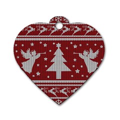 Ugly Christmas Sweater Dog Tag Heart (two Sides) by Valentinaart