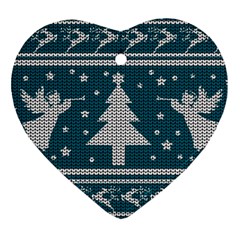 Ugly Christmas Sweater Heart Ornament (two Sides) by Valentinaart