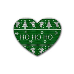 Ugly Christmas Sweater Rubber Coaster (heart)  by Valentinaart