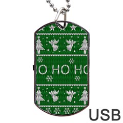 Ugly Christmas Sweater Dog Tag Usb Flash (one Side) by Valentinaart