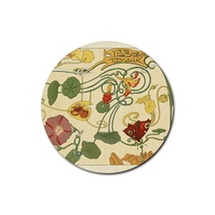 Floral Art Nouveau Rubber Round Coaster (4 Pack)  by NouveauDesign