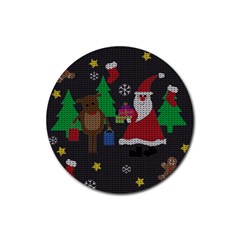 Ugly Christmas Sweater Rubber Round Coaster (4 Pack) 