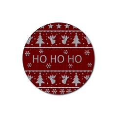 Ugly Christmas Sweater Rubber Coaster (Round) 