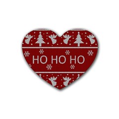 Ugly Christmas Sweater Rubber Coaster (Heart) 