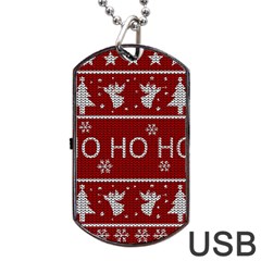Ugly Christmas Sweater Dog Tag USB Flash (One Side)