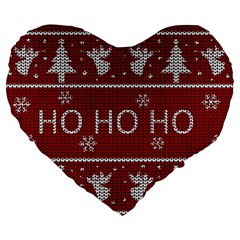 Ugly Christmas Sweater Large 19  Premium Flano Heart Shape Cushions