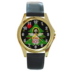 Jesus - Christmas Round Gold Metal Watch by Valentinaart