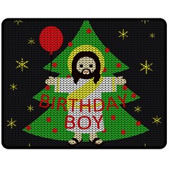 Jesus - Christmas Fleece Blanket (medium)  by Valentinaart