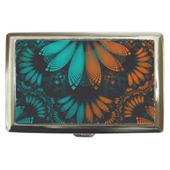 Beautiful Teal And Orange Paisley Fractal Feathers Cigarette Money Cases by jayaprime